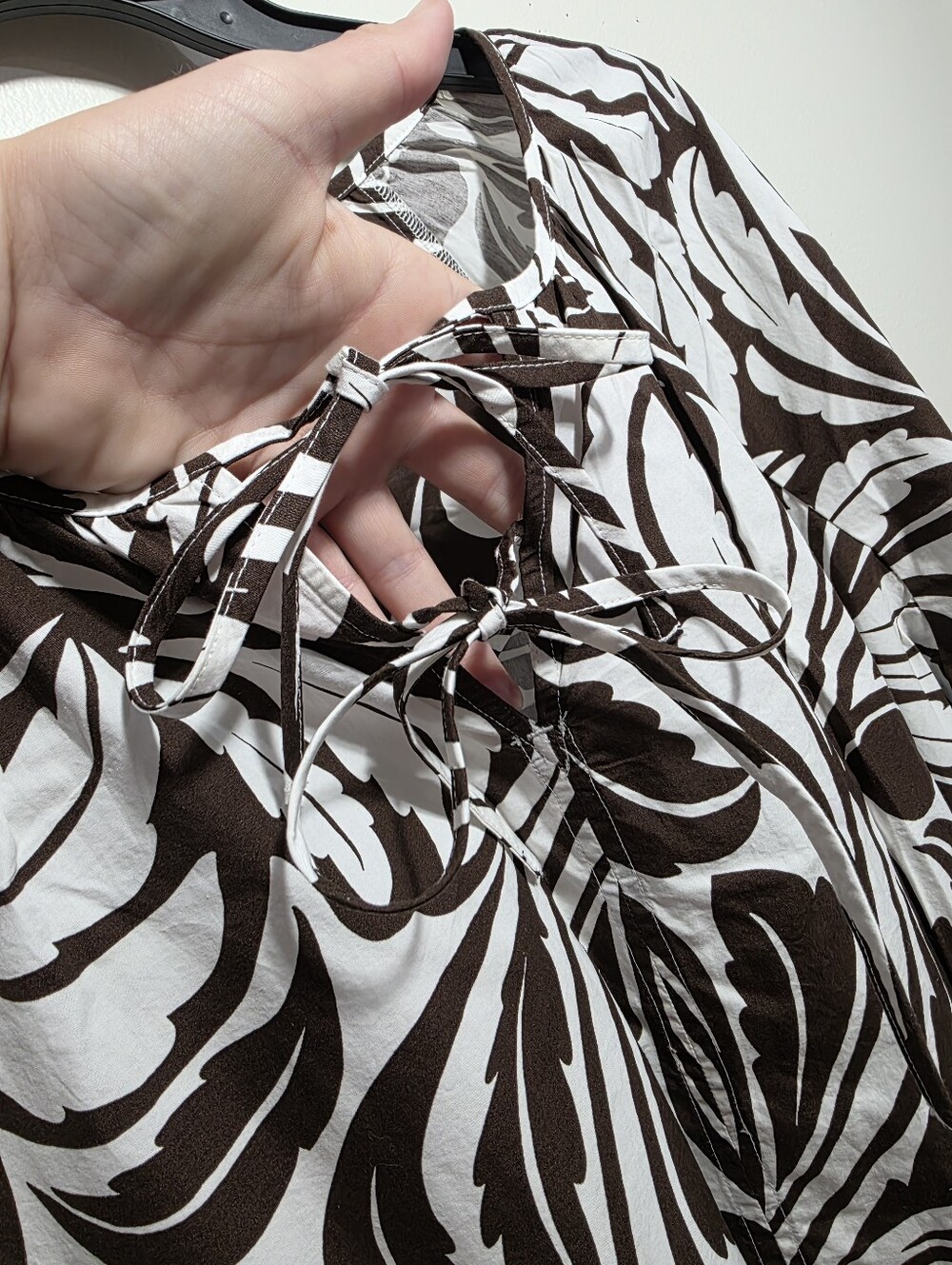 NWT Terra & Sky 3X Blouse Brown Ivory Floral Plus Size 24W-26W Long Sleeve - Picture 4 of 5